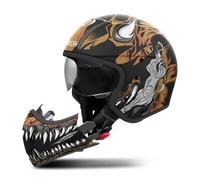 Airoh J110 Oni Casco Jet, negro-oro, tamaño M para Hombres