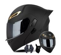 Casco Modular CNNGU para Moto con Guantes Y Cubrecara, Casco Abatible con Doble Visera, Homologado ECE para Hombres Y Mujeres, Talla XXL(63~64cm), Color K