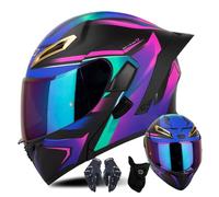 Casco Modular CNNGU para Moto con Guantes Y Cubrecara, Casco Abatible con Doble Visera, Negro, Homologado ECE para Hombres Y Mujeres, Talla M(57~58cm), Certificación DOT FMVSS-218/ECE R2205