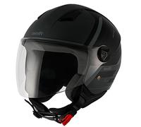 Casco Modular Jet de policarbonato,Pantalla antivaho, 4 Tomas de Aire, Interior Desmontable Lavable. - Negro/Gris, L