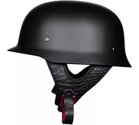 Casco Moto Abierto Medio Casco Retro Estilo Alemán, Homologado ECE 22.06, Casco De Motocicleta Para Adultos Hombre Mujer, Ideal Para Cruiser Scooter Chopper, Negro Mate 2,XXL/(63~64cm)