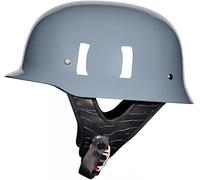 Casco Moto Abierto Medio Casco Retro Estilo Alemán, Homologado ECE 22.06, Casco De Motocicleta Para Adultos Hombre Mujer, Ideal Para Cruiser Scooter Chopper, Negro Mate 4,M/(57~58cm)