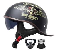 Casco Moto Abierto Retro - Casco Jet Clásico con Gafas Vintage, Homologado ECE 22.06, Ligero para Scooter, Motos Custom y Cafe Racer