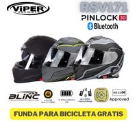 Casco Moto Blinc Bluetooth Casco de Moto Flip Up Casco ECE ACU DVS ViPER RSV171