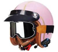 Casco Moto Hombre Jet Cascos De Moto con Bluetooth, Cascos Moto Retro con Gafas, Cascos Moto Abierto Hombres Mujeres, Homologado ECE Casco De Patinete Electrico Casco Ciclomotor 9,S=55-56cm