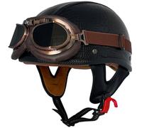 Casco Moto Hombre Jet, Cascos Moto Abierto Casco de Motocicleta Retro Estilo alemán Cascos Ciclomotor con Gafas Cascos de Patinete electrico Hombres Mujeres Homologado ECE 1,XL=61-62cm