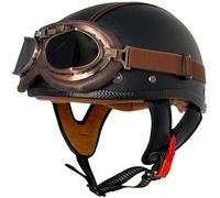 Casco Moto Hombre Jet, Cascos Moto Abierto Casco de Motocicleta Retro Estilo alemán Cascos Ciclomotor con Gafas Cascos de Patinete electrico Hombres Mujeres Homologado ECE 17,XL=61-62cm