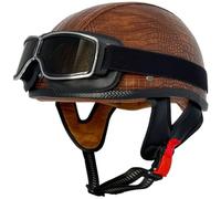 Casco Moto Hombre Jet, Cascos Moto Abierto Casco de Motocicleta Retro Estilo alemán Cascos Ciclomotor con Gafas Cascos de Patinete electrico Hombres Mujeres Homologado ECE 16,M=56-58cm