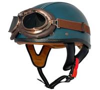 Casco Moto Hombre Jet, Cascos Moto Abierto Casco de Motocicleta Retro Estilo alemán Cascos Ciclomotor con Gafas Cascos de Patinete electrico Hombres Mujeres Homologado ECE 3,M=56-58cm