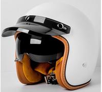 Casco Moto Hombre Mujer Casco de Moto Casco Scooter, Interior Desmontable y Lavable Jet capacete,Hombres Casco de Media calota Casco de Moto Retro Respirable Certificado ECE 18,XL(59-60)