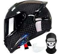 Casco Moto Integral Casco Moto Fibra de Carbono con Bluetooth Dot ECE Homologado Casco de Motocicleta Transpirable para Mujer Hombre Adultos Casco de Scooter Casco de Ciclomotor B,XL=61-62CM