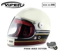Casco Moto Integral Retro ViPER VPR303 ECE 22.06 Aprobado Funda Bicicleta Gratis