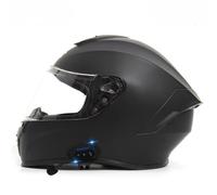 Casco Moto Integrales Bluetooth Homologado DOTECE Cascos De Motocicleta Casco Integral Retro Hombres Y Mujeres con Doble Visera Cascos De Motocross con Altavoz Y Micrófono W,L:59-60CM