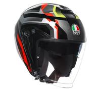Casco Moto Jet AGV IRIDES Zurich 017 Negro-Rosso-Giallo Lucido Homologato E2206