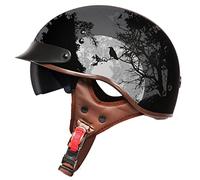 Casco Moto Jet Dot/ECE Homologado, Cascos Half-Helmet Patinete Eléctrico, Casco Moto De Scooter, Cabeza de Casco para Mujer Hombre Adultos 11,M