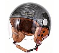 Casco Moto Jet Hombre Cascos Moto Abierto Mujer Hombre, Homologado ECE Cascos Moto Vintage, Cascos para Patinete Electrico Visera HD Casco De Motocicleta Retro Estilo Alemán 1,M=54-56cm