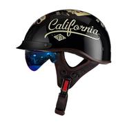 Casco Moto Jet Homologado ECE Casco Scooter Hombres Mujeres, Cascos De Motocicleta Vintage Estilo Alemán Cascos Moto Hombre Cascos Moto Vintage Casco para Patinete Electrico 6, L=57-58cm