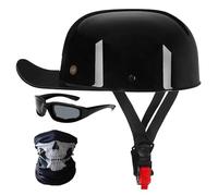 Casco Moto Jet Homologado ECE R22.06, Estilo Gorra de Béisbol Media Carcasa con Gafas de Sol, Dot Legal para Carretera para Scooter Moped Cruiser, Máscara Incluida(3,M =(55-57CM))