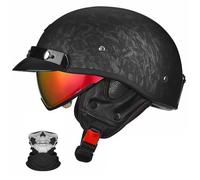 Casco Moto Jet Homologado ECE R22.06, Retro de Calavera Vintage con Visera Solar Integrada para Hombre & Mujer, Dot Legal para Carretera para Scooter Moped Cruiser, Máscara Incluida(3,M =(57-58CM))