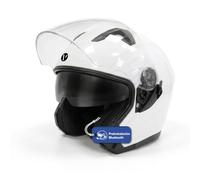Casco Moto Jet Talla S Blanco con Doble Visera y preinstalación Audio