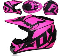Casco Moto Juvenil Casco Motocross Niños Adultos Cascos Cruzados Hombres ATV MX Enduro Cascos Integral MTB De Descenso Certificado Dot/ECE con Gafas Máscara Guantes,Pink/B-M
