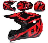 Casco Moto Juvenil Casco Motocross Niños Adultos Cascos Cruzados Hombres ATV MX Enduro Cascos Integral MTB De Descenso Certificado Dot/ECE con Gafas Máscara Guantes,Red/B-XL