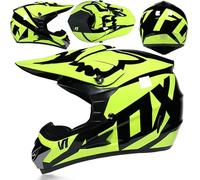 Casco Moto Juvenil Casco Motocross Niños Adultos Cascos Cruzados Hombres ATV MX Enduro Cascos Integral MTB De Descenso Certificado Dot/ECE con Gafas Máscara Guantes,Yellow/A-S