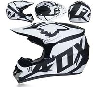Casco Moto Juvenil Casco Motocross Niños Adultos Cascos Cruzados Hombres ATV MX Enduro Cascos Integral MTB De Descenso Certificado Dot/ECE con Gafas Máscara Guantes,White/C-XL