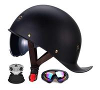 Casco Moto Media Concha Gráficos Urban Rebel, Estilo Gorra de Béisbol Homologado ECE R22.06 con Visera Solar, Gafas y Máscara Incluidas(3,M =(57-58CM))