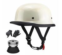 Casco Moto Medio Alemán M35 Brillante, Estilo Retro Elite Espejo con Cierre Rápido, Homologado ECE 22.06, Calota Anti-Champiñón para Cruiser Bobber(2,XL(60~61cm))