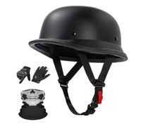 Casco Moto Medio Alemán M35 Brillante, Estilo Retro Elite Espejo con Cierre Rápido, Homologado ECE 22.06, Calota Anti-Champiñón para Cruiser Bobber(1,M(56~57cm))