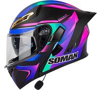 Casco Moto Modular Bluetooth Incorporado Casco Moto Integral ECE Aprobado Casco Scooter con Doble Visera para Hombre y Mujer Casco de Motocicleta para Adultos 10,M