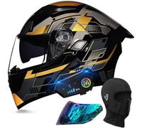 Casco Moto Modular con Bluetooth Integrado, ECE Homologado Casco Integrales Flip Up Moto Jet Scooter para Mujer Hombre Adultos Antivaho Doble Visera(C1,M(57~58cm))