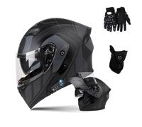 Casco Moto Modular con Bluetooth Y Doble Visera, por ECE Y Auriculares Bluetooth For Hombres Y Mujeres(C7,XL60~61CM)