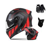 Casco Moto Modular con Bluetooth Y Doble Visera, por ECE Y Auriculares Bluetooth For Hombres Y Mujeres(C8,M 56~57CM)