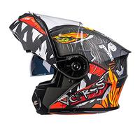 Casco Moto Modular Homologado ECE, Casco De Moto Integral Scooter Para Mujer Hombre Adultos Casco Moto Abatible Con Doble Visera Lente Grande Casco De Motocicleta Black 1,4XL