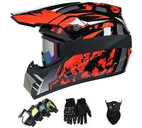 Casco Moto Niño 5 - 12 Años Casco Motocross Infantil Homologado ECE ＆ Dot Casco Enduro Integral MTB con Guantes Gafas Máscara - para MX Quad Enduro Off Road ATV Scooter Descenso Go Karting, XL