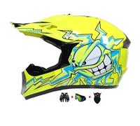 Casco Moto Niño, Juventud Cascos De Moto, Casco De Motocross Integral, Casco Ciclista Para Niños, Cascos Integrales ATV MX Cascos Moto De Cross Niños Quad Bicicleta De Montaña (Color: Ye