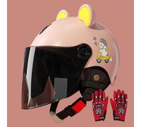 Casco Moto Niños ECE 22.06 Homologado Visera Parasol Orejas 3D Pato Dibujos Animados ABS Ligero Patinete Bicicleta Eléctrica Niño Niña Celeste 3-12 Años 2,48~55cm