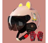 Casco Moto Niños ECE 22.06 Homologado Visera Parasol Orejas 3D Pato Dibujos Animados ABS Ligero Patinete Bicicleta Eléctrica Niño Niña Celeste 3-12 Años 3,48~55cm