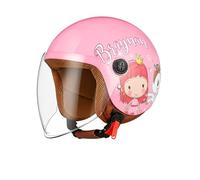 Casco Moto para Niños, Interior Lavable, para Contorno 48-55cm, Rosa | Casco Jet Infantil Con Visera, Cierre Rápido, Forro Extraíble, Para Ciclomotores, Scooters, 5~12 Años