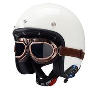 Casco Moto Retro con Bluetooth, Cascos Moto Abierto Homologado ECE Casco Jet Moto Hombre Cascos De Patinete Electrico Cascos Ciclomotor Hombres Mujeres Transpirable Casco Bici 1,XXL=63-64cm