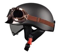 Casco Motocicleta Abiertos Casco Retro con Gafas Visera Solar Cascos Half-Helmet Casco Moto Jet DOTECE Homologado For Hombres Y Mujeres Ciclomotor, Scooter 1,M:57-58CM