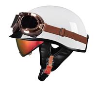 Casco Motocicleta Abiertos Casco Retro con Gafas Visera Solar Cascos Half-Helmet Casco Moto Jet DOTECE Homologado For Hombres Y Mujeres Ciclomotor, Scooter 18,L:l59-60CM