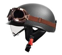Casco Motocicleta Abiertos Casco Retro con Gafas Visera Solar Cascos Half-Helmet Casco Moto Jet DOTECE Homologado For Hombres Y Mujeres Ciclomotor, Scooter 19,XL:61-62CM