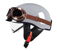 Casco Motocicleta Abiertos Casco Retro con Gafas Visera Solar Cascos Half-Helmet Casco Moto Jet DOTECE Homologado For Hombres Y Mujeres Ciclomotor, Scooter 12,XXL:63-64CM