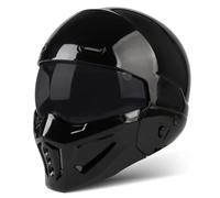 Casco Motocicleta Estilo Vintage Casco Integrales con Visera Solar 3/4 Combinado Cascos Abiertos De Moto para Hombres Y Mujeres ECEDOT Homologado Cascos Half-Helmet 10,XXL:63-64CM