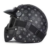 Casco Motocicleta Retro Medio Casco 3/4 Certificación DOTECE Cascos Abiertos De Moto con Gafas Y Mascarilla Facial Cascoscooter Jet Cascos Half-Helmet para Hombres Y Mujeres K,L:59-60CM