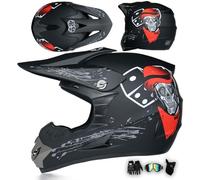 Casco Motocross Hombre Mujer Casco Integral De Moto ECE Casco Cross para ATV Bicicleta Off Road Downhill Eduro Quad BMX MTB Jóvenes Adultos Casco De Descenso, con Gafas Guantes,Black~1-XXL