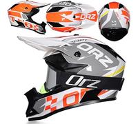 Casco Motocross Hombre Mujer, Casco Moto Off-Road Resistente A Impactos, Cascos Integrado Ligero para Bicicleta De Montaña, BMX, con Gafas Carreras En Carretera,Orange White 2-x_l (59_60)